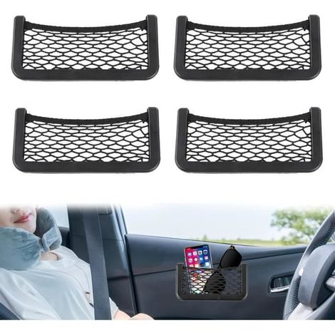 4Pcs Filet Rangement Voiture,Filet De Rangement Camping Car,Rangement Voiture,Filet de Rangement éLastique Autocollant (1/4)