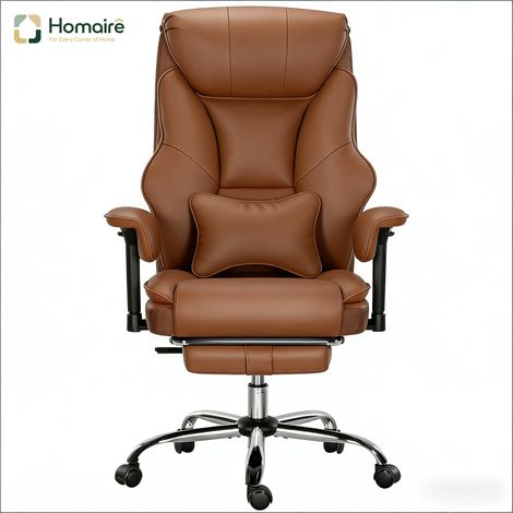 Brauner Bürostuhl aus Metall und Polyurethan 77 x 77 x 125,5 cm HOMAIRE (1/5)