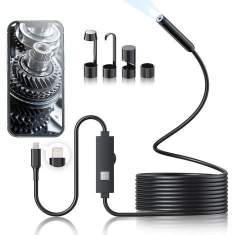 Endoskopkamera mit Licht, 1920 HD Endoskop-Kamera Handy mit 8 LED Licht, Kein WLAN Erforderlich Inspektionskamera Wasserdichtes Ip67 Kanal-Kamera für Android & iOS, Tablet (16.4 ft/5m)