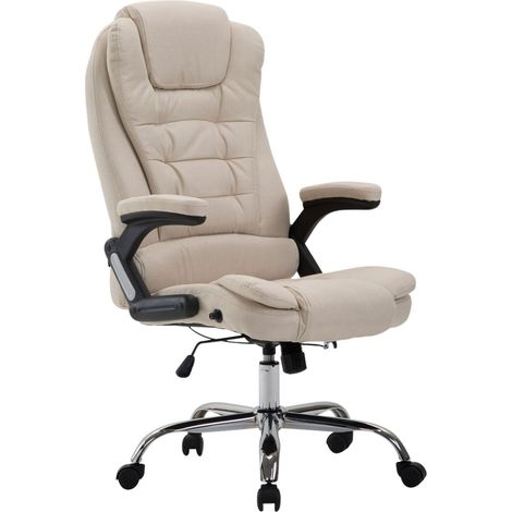 Fauteuil de bureau XXL sur roulettes confortablement rembourrés avec accoudoirs en tissu crème et métal chromé 100002663 (1/5)