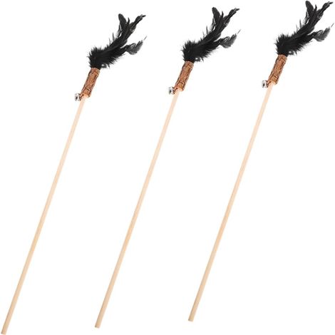 3-Piece Interactive Cat Toy Set with Feathers and Bell, Hanging Toy Wand for Kittens, Fun Pet Decorations (1/5)