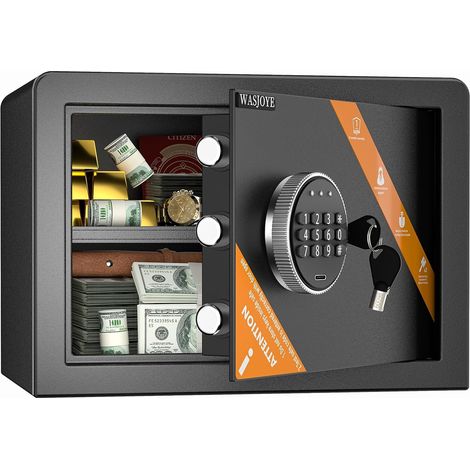 25L Coffre-Fort Numérique, Coffre-Fort à l'Argent avec Clavier Electronique, Armoire Safe de Sécurité avec Clés pour la Maison, le Bureau, l'Hôtel, les Bijoux, les Armes à Feu (1/5)
