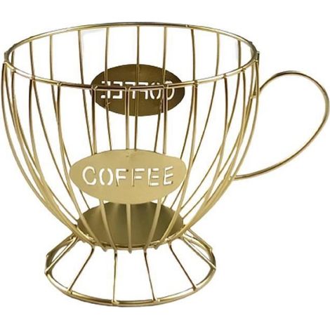 Support de Dosette de Café - - Organisateur Métal Doré - Vintage - Cylindrique - 40-50 Dosettes (1/4)