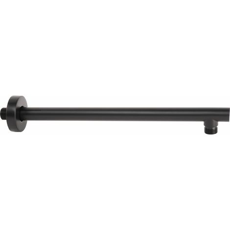 Bras de douche rond noir mat en acier inox mod. Flat round black