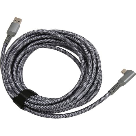 VR-Link-Kabel für Oculus Quest 2, nylonummantelt, für schnelle Datenübertragung und -ladung, VR-Headset-Zubehör für PC-Gaming, 5 m / 16,4 Fuß