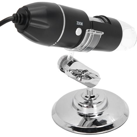 Microscope numérique USB 1600X portable avec 8 LED réglables et support pour observations électroniques détaillées