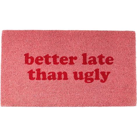 Moderne Kokosnuss-Fußmatte mit rutschfester PVC-Rückseite. Original handbemalte Fußmatte. Maße: 60 cm x 40 cm. (rosa) (1/4)