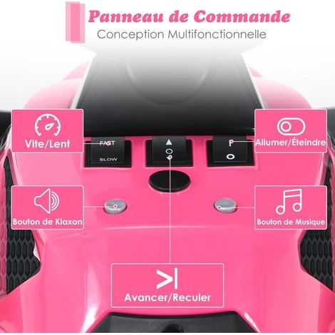 Enfants 3 à 8 ans - Quad électrique 12V pour route, herbe et sable, avec roues stables et éclairage LED (1/5)