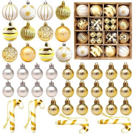 Weihnachtskugeln, 40 Stück brillante und exquisite Weihnachtsbaumdekorationen, Set aus zweifarbigen Weihnachtskugeln, bruchfest (1/5)