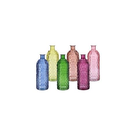 Regalo Italiano Vaso in Vetro Modello Bottiglia Decorativa D 8,5 Cm H 26 Cm – 6 Colori Assortiti 1 Pz