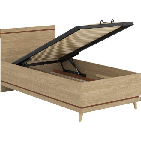 Cama con cajón 100x200 somier incluido Sandy Madera (1/4)