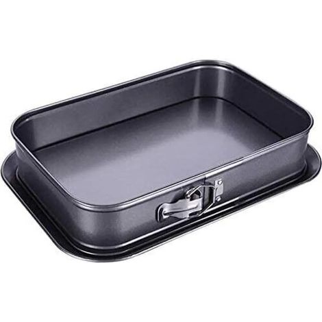 Moule à gâteau rectangulaire, moule à charnière carré, moule à tiramisu avec couvercle, revêtement antiadhésif, poignée pliable, moule à gâteau carré, noir (1/3)
