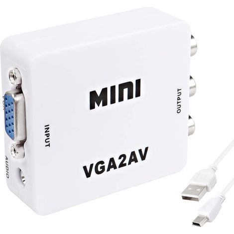 VGA à AV RCA Composite convertisseur Adaptateur boîte avec câble d'alimentation USB HD 1080p Audio Vidéo convertisseur PC à TV décodeur (1/5)