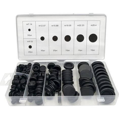 170 Pièces 7 Tailles Passe Fil Caoutchouc, Caoutchouc Oeillet Conducteur Électrique Joint Anneau, Bouchons Oeillet en Caoutchouc, pour Câble, Prise et Câble