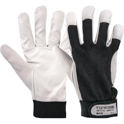 TECWERK Handschuhe Main Gr.9 schwarz/naturfarben EN 388 PSA II TECWERK