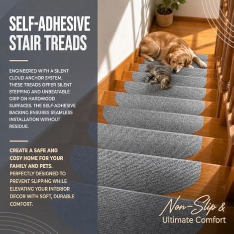 Lot de 15 tapis d'escalier autocollants antidérapants 60 × 24 cm (1/4)