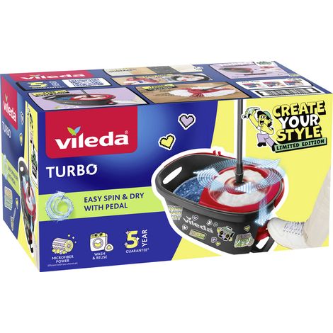 Vileda 183685 Vileda TURBO MY STYLE Box - Level Up Your Space Wischmopp-Komplettset Anthrazit, Rot 1 (1/4)