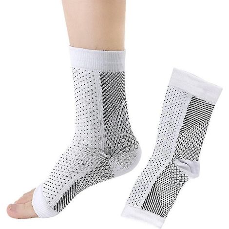 Chaussettes apaisantes pour neuropathie, compression, soutien de la cheville et de la voûte plantaire, protection et soulagement de la douleur - Tailles S et M - Blanc-S M (1/5)