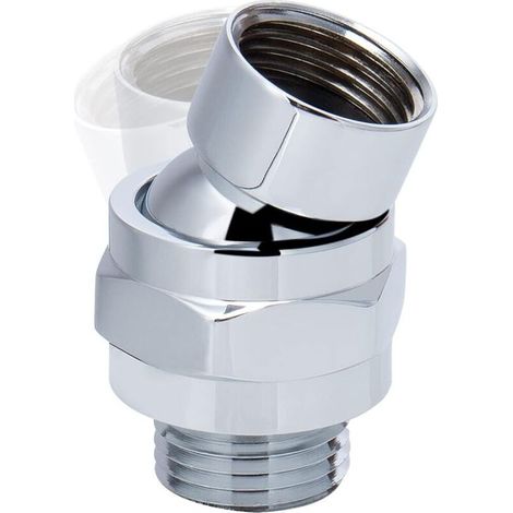 Adaptateur de pommeau de douche pivotant, connecteur de douche en laiton massif, joint à rotule, ensemble d'extension de bras de douche universel réglable (chromé) (1/5)