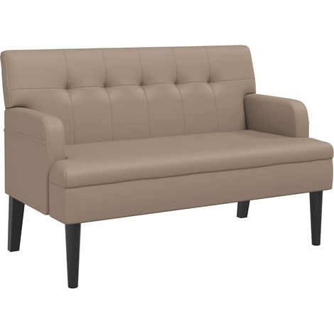 vidaXL Banco con respaldo cuero sintético capuchino 112x65,5x75 cm (1/2)
