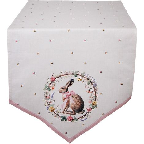 Chemin de table élégant en coton beige 50x160 cm pour décoration et protection de table - PANGIVO (1/5)
