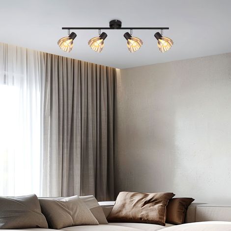 Plafonnier plafonnier salle à manger luminaire noir 4 lumières orientable L 70 cm (1/5)