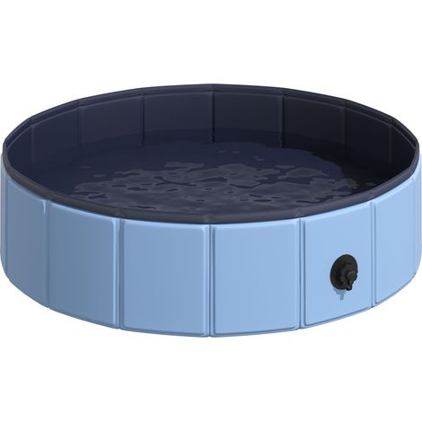 Piscine pliable pour chiens et chats Ø80x20 cm, baignoire portable pour animaux de compagnie, PVC antidérapant, usages multiples, bleue (1/5)