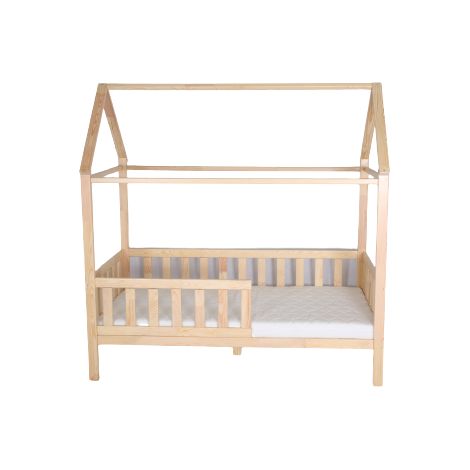Cama casita cuna de pino 80x160 cm con somier de láminas (1/3)
