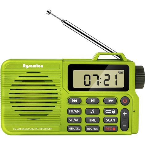 Mini radio FM/AM (vert clair) - DSP - Rechargeable - Haut-parleur Bluetooth - Enregistreur - Minuterie de sommeil (1/5)