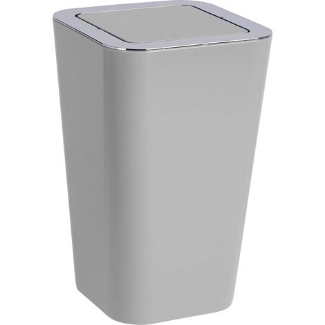 WENKO Portarifiuti con coperchio basculante Candy grigio 6 l Capacità: 6 l, Polistirolo, 18 x 28.5 x 18 cm, Grigio