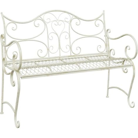 Banc de jardin, deux places, 114 x 56,5 x 90 cm, acier. (1/5)