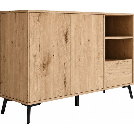 Aparador Iris 2 Puertas y Cajón Balda Ajustable Acabado en Roble 110x35x73,5cm (1/5)