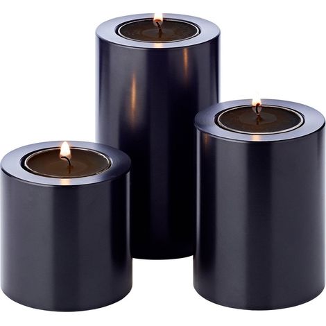 Lot de 3 Bougies Permanentes Photophores Réutilisables Aspect Cire Noir Ø 6 cm - PANGIVO (1/5)