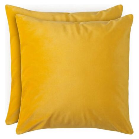 Jaune Lot de 2 Housse de Coussin en Velours - Taie d'oreiller 45x45 Velours Doux - Housses de Coussin Fermeture Zip Cachée, pour Coussins de canapé et Coussins décoratifs, Lavable