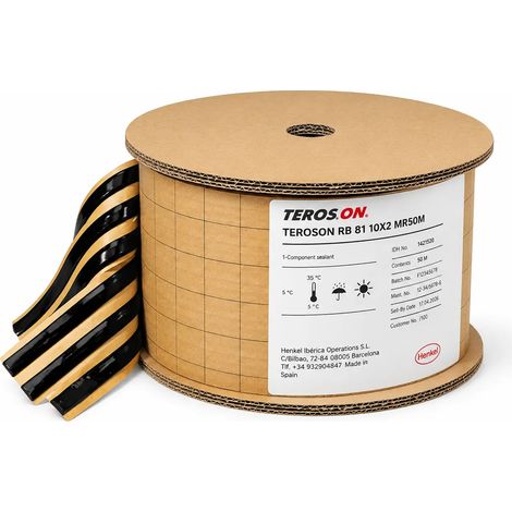 Teroson RB 81 10x2mm KS 50m schwarzes, selbstklebendes Butyl-Dichtungsband, hohe Haftung, selbstvulkanisierend, sehr hohe Viskosität, nicht korrosiv