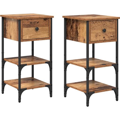 Cabinet de chevet avec tiroir 2 pcs Marron 33,5 x 36 x 70 cm