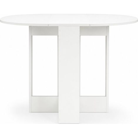 Table pliante blanche avec 2 rabats, en mélamine de bois, 104 x 76 x 73,7 cm
