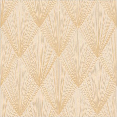 Graphic wallpaper wall Profhome 378643 non-woven wallpaper slightly textured with graphical pattern shiny gold yellow cream 5.33 m2 (57 ft2) (1/5)