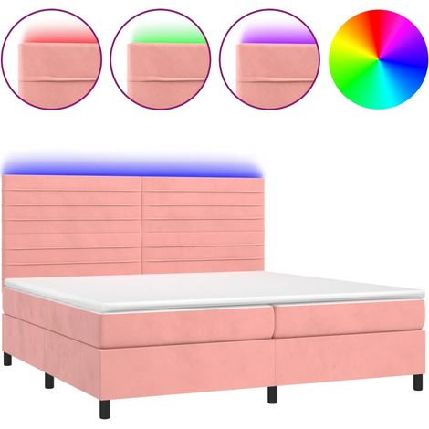 Maison Exclusive - Sommier à lattes de lit avec matelas LED Rose 200x200cm Velours (1/5)