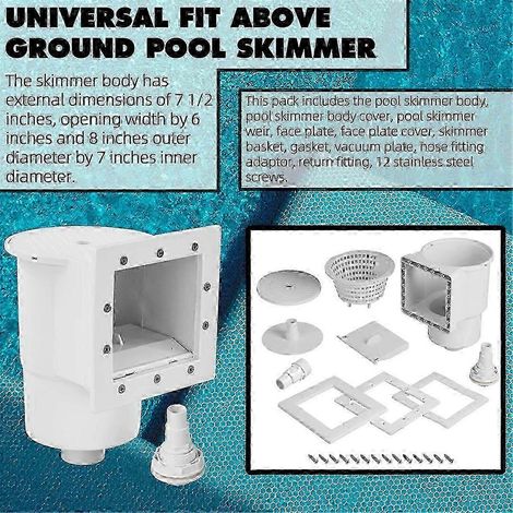 Kit d'écumoire universelle pour piscine de 15 cm (6 pouces) - Plastique ABS haute résistance, blanc, installation facile (1/4)