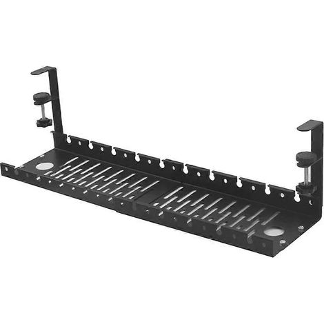 Goulotte de câbles extensible sans perçage pour sous-bureau avec pince et support pour multiprise rétractable (1/5)