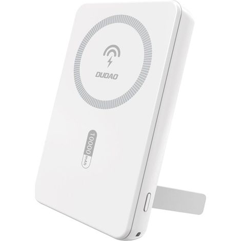 Batterie externe K14S+ 10 000 mAh avec support 20 W, ports USB-A/USB-C/MagSafe - Blanche