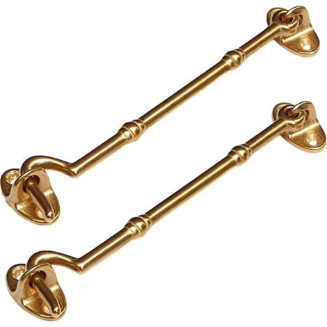Lot de 2 loquets de porte de cabine en laiton poli robuste de 15 cm avec vis de fixation pour porte, fenêtre, placard, abri de jardin (1/5)