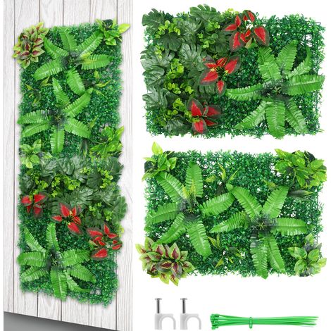 2 Mur Végétal Artificiel 60 x 40 cm Panneaux Plantes Artificielles Ultra Réalistes Mur Végétal Artificiel Déco Balcon Mariage Sans (1/4)