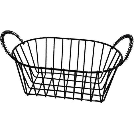 Panier de rangement alimentaire en fil métallique, panier à fruits, organisateur de comptoir, panier à chips et à en-cas pour placard, salle de bain et cuisine-Black