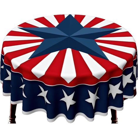 Nappe De Table Rouge Blanc Bleu Drapeau Américain Patriotique Rond 180 cm Couvre-Table Basse 4 Juillet Pour Célébrations De Fêtes Pique-nique Maison Salle À Manger Cuisine Heure Du Thé Dîner (1/5)