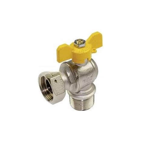 ROBINET À BILLE À ÉQUERRE MÂLE POUR GAZ AVEC BRANCHEMENT TÉLESCOPIQUE Dimensions : 1/2" x 3/4"