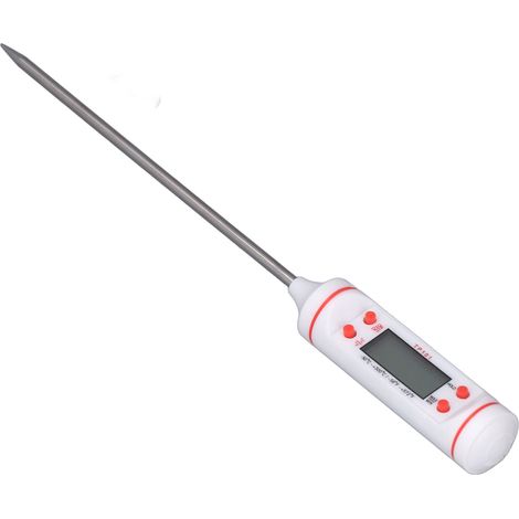 Digitales Fleischthermometer mit langer Sonde, Sofortanzeige-Lebensmittelthermometer mit großem Display für Küche und Grill, Weiß (1/5)