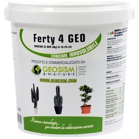 Ferty 4, NPK(Mg) 8-16-24+(4) + microelementi (1 kg), concime in polvere idrosolubile per piante e fiori