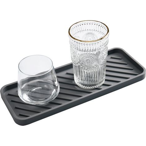 Organisateur d'évier en silicone - 2 paquets Tapis à goutte à goutte 9 "x 3,5" Support de cuisine pour vase de stockage d'éponge Dish de savon (1/3)